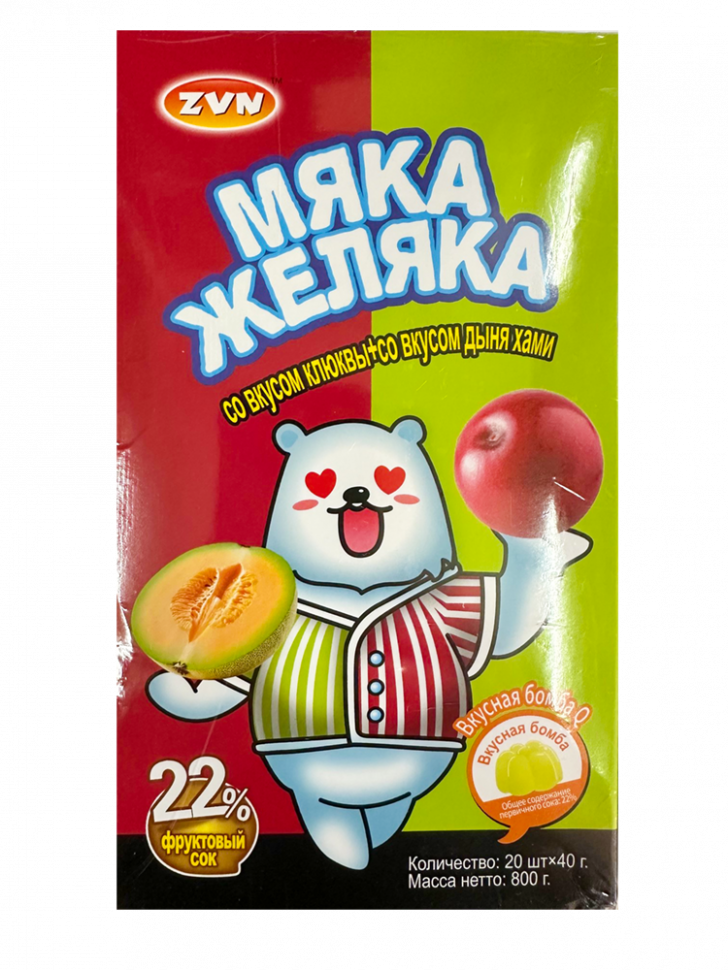 Желейный десерт Мяка Желяка клюква/дыня 40гр.*20шт