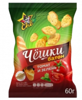 Сухарики хрустящие пшеничные Чёшки батон Со вкусом томат и зелень 60гр*20