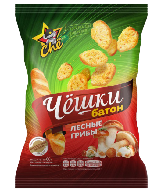 Сухарики хрустящие пшеничные Чёшки батон Со вкусом лесные грибы 60гр*20