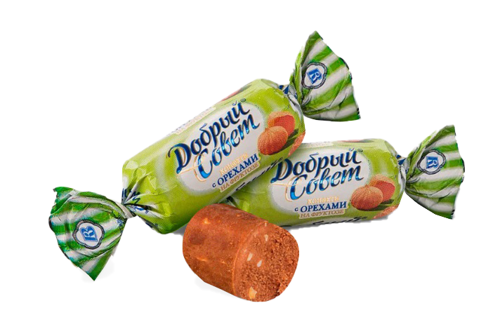 Конфеты вафельные ДОБРЫЙ СОВЕТ орех на фрукт 1кг*6 (Воронеж)