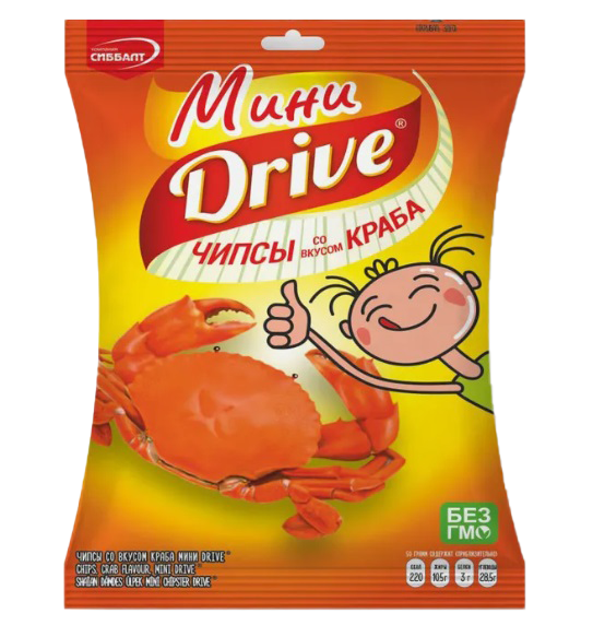 Чипсы мини Drive со вкусом краба 55гр*10