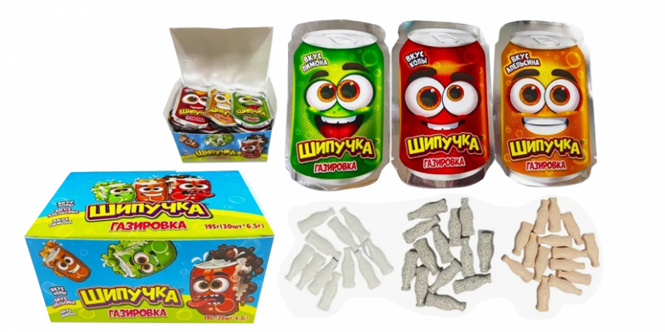 Конфета сахарная Шипучка Газировка 7гр*30шт*20