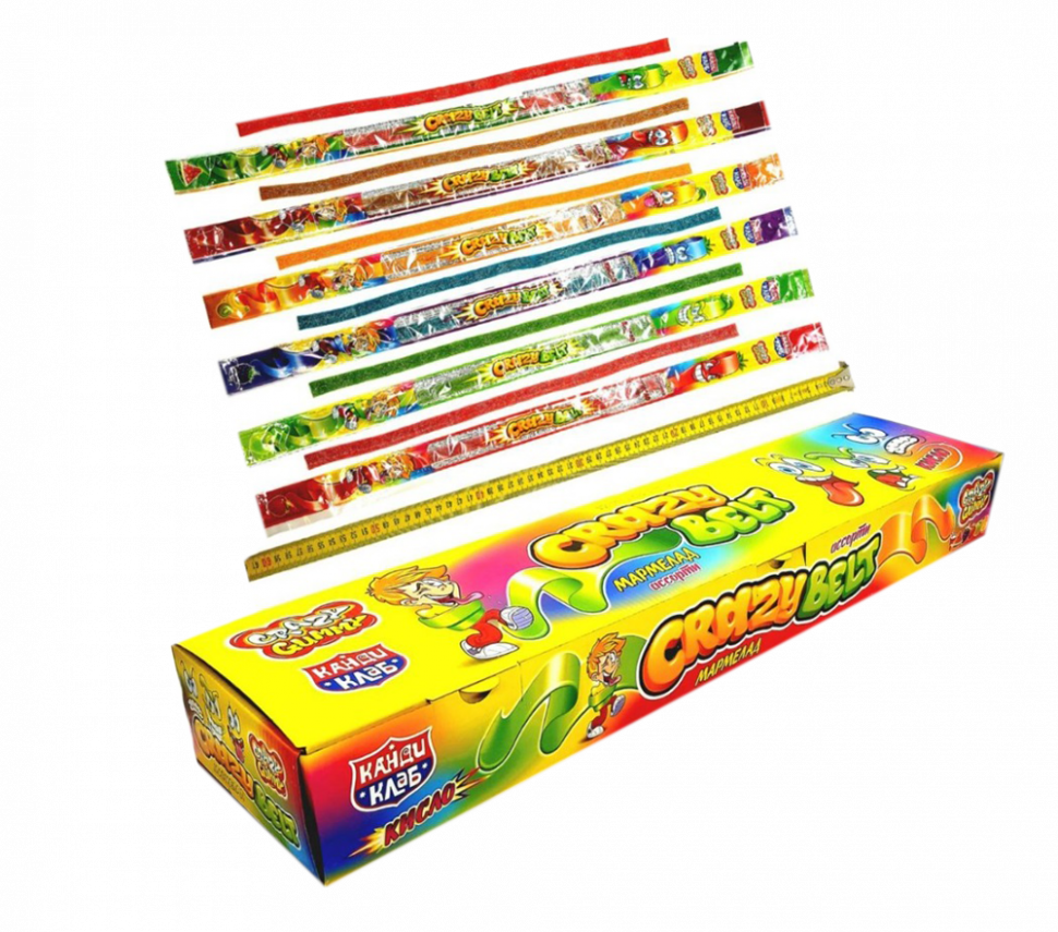 Мармелад в кислой обсыпке CRAZY GUMMY GREZY BELT ( кислый ремешок)  15гр*72шт