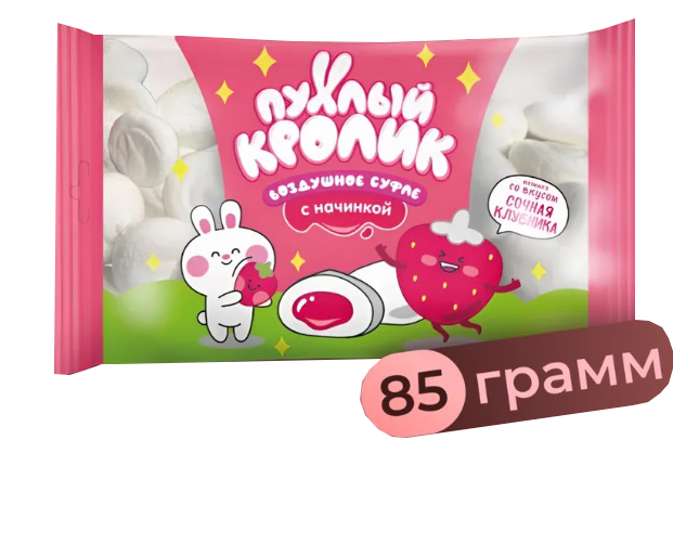 Суфле Воздушное вкус клубники (маршмеллоу) 85гр*28шт Пухлый Кролик г.Челябинск