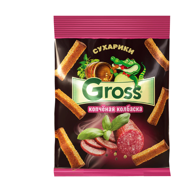 Сухарики Gross Копченая колбаска 40гр*60