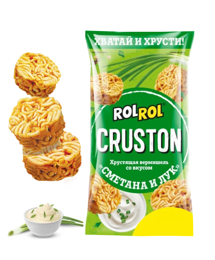 Снеки макаронные Рол-Рол Сметана и лук 60г*24шт МФС (Москва)