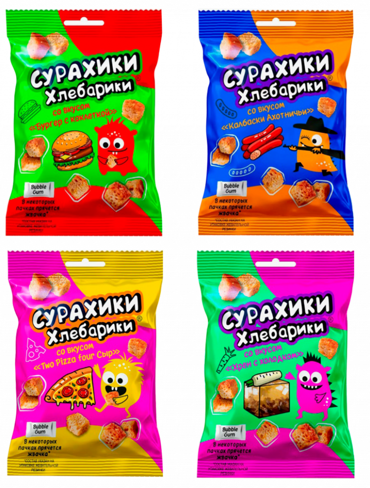 СУРАХИКИ хлебные ХЛЕБАРИКИ ассорти (набор) 40гр*40