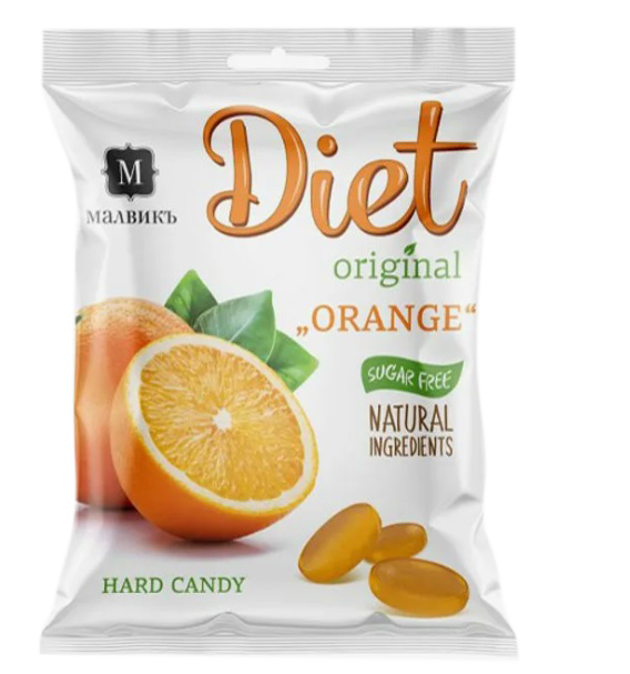 Карамель DIET БЕЗ САХАРА Апельсин фас. 50гр*30шт (Малвик) Москва