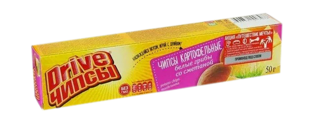 Чипсы картофельные Drive со вкусом белых грибов со сметаной (пластинки)50гр*42