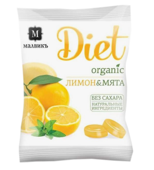 Карамель DIET БЕЗ САХАРА Лимон+Мята фас. 50гр*30шт (Малвик) Москва