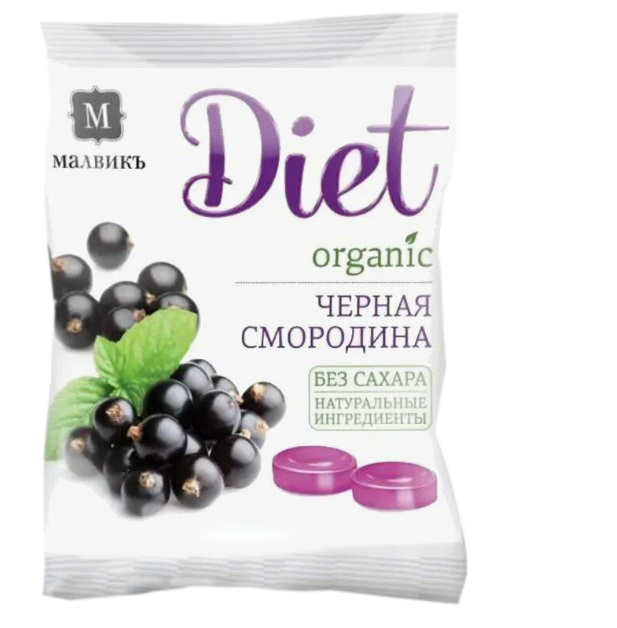 Карамель DIET БЕЗ САХАРА Черная Смородина фас. 50гр*30шт (Малвик) Москва