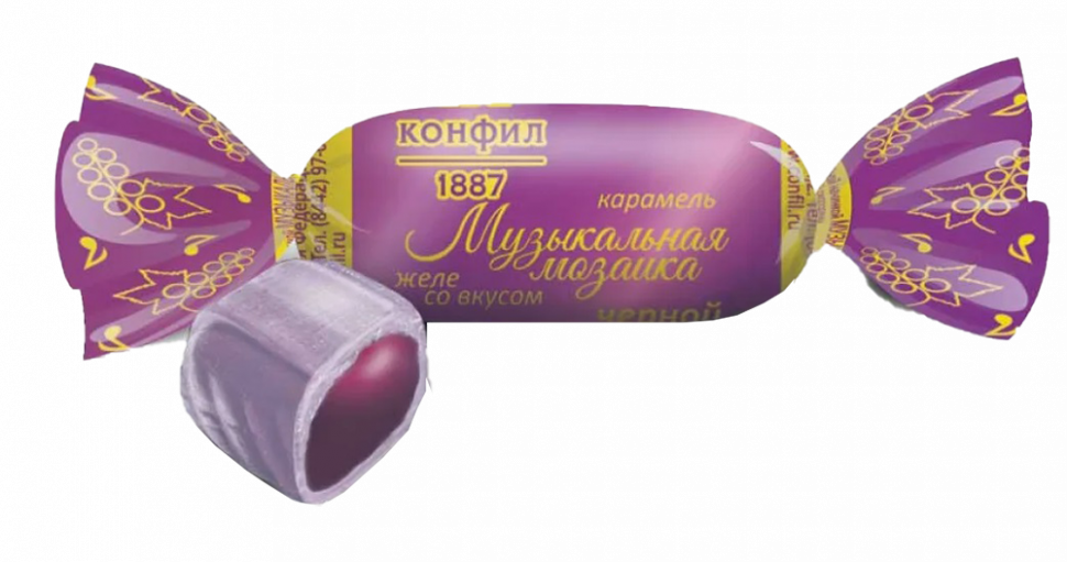 Карамель Музыкальная Мозайка вкус ЧЕРНОЙ СМОРОДИНЫ 1кг*8шт Конфил (Волгоград)