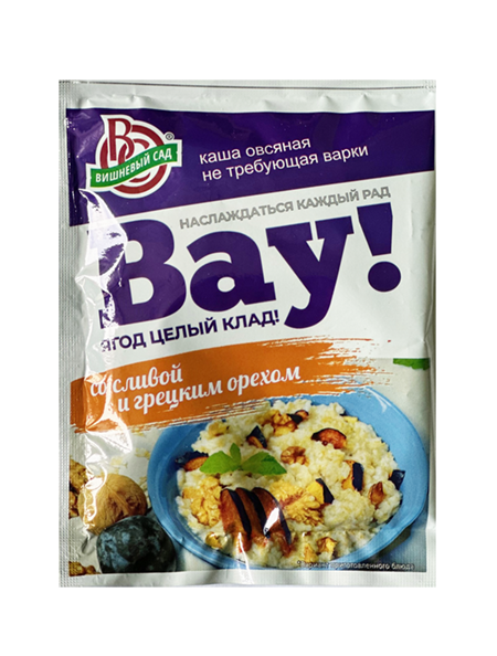 Каша овс.не тр.варки ВАУ Со сливой и грец.орех 45г*25шт