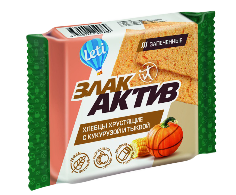 Хлебцы хрустящие ЗлакАктив с кукурузой и тыквой 60гр*22шт ГМ