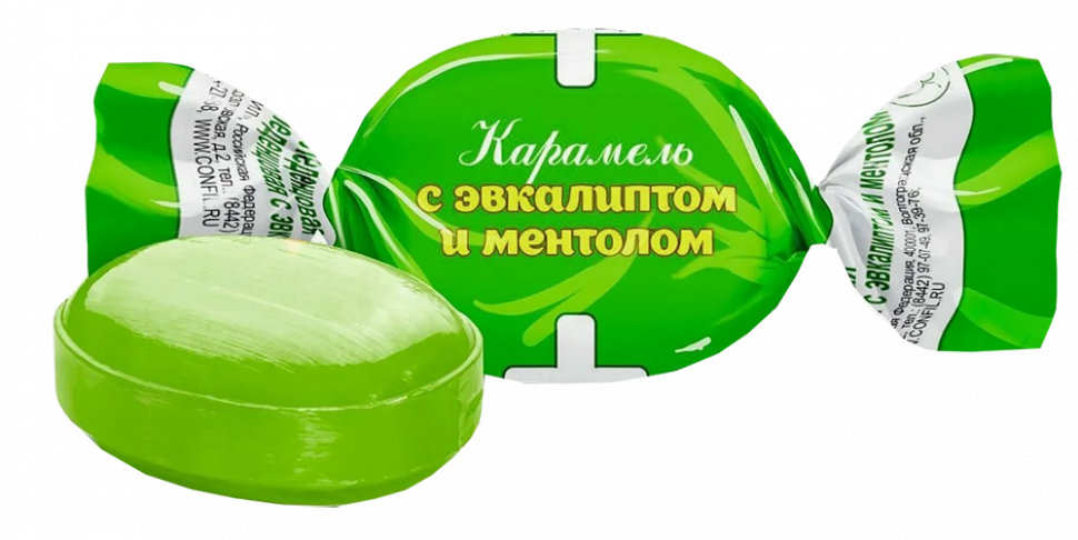 Карамель С ЭВКАЛИПТОМ И МЕНТОЛОМ 1кг*8шт (Волгоград) Конфил