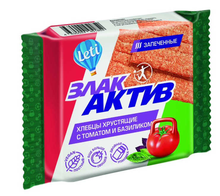 Хлебцы хрустящие ЗлакАктив с томатом и базиликом 60гр*22шт ГМ