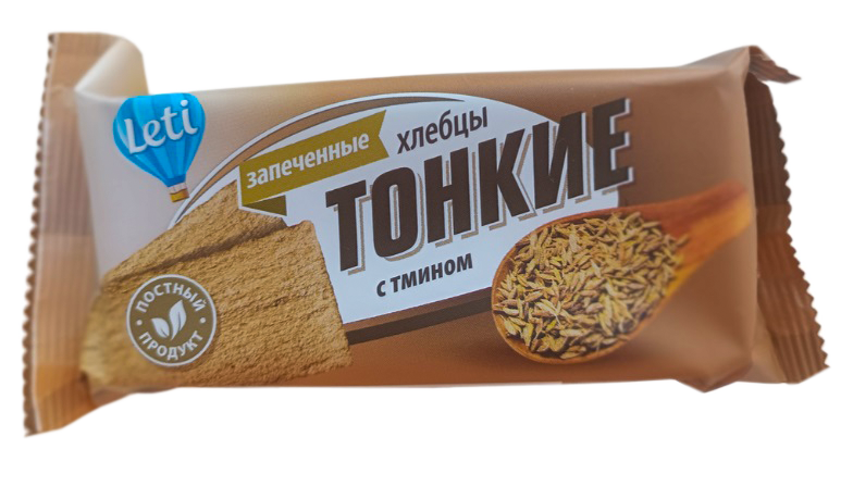 Хлебцы хрустящие "LETI" ржано-пшеничные с тмином запеченные 90гр*24шт ГМ