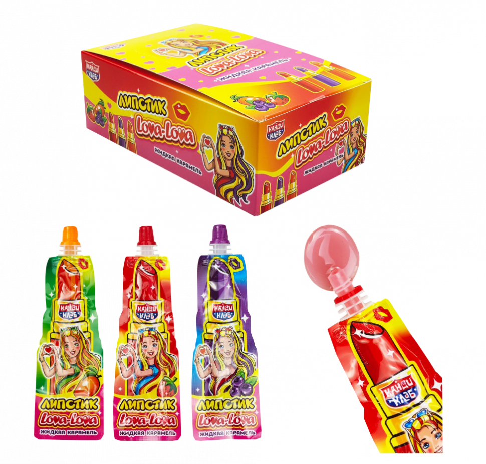Жидкая карамель Лова-Лова ЛИПСТИК ассорти 20гр*30шт