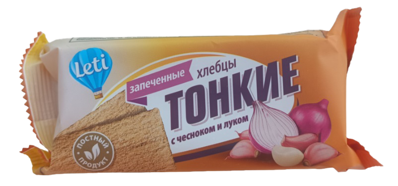 Хлебцы хрустящие "LETI" ржано-пшеничные с луком и чесноком запеченые 90гр*24шт ГМ