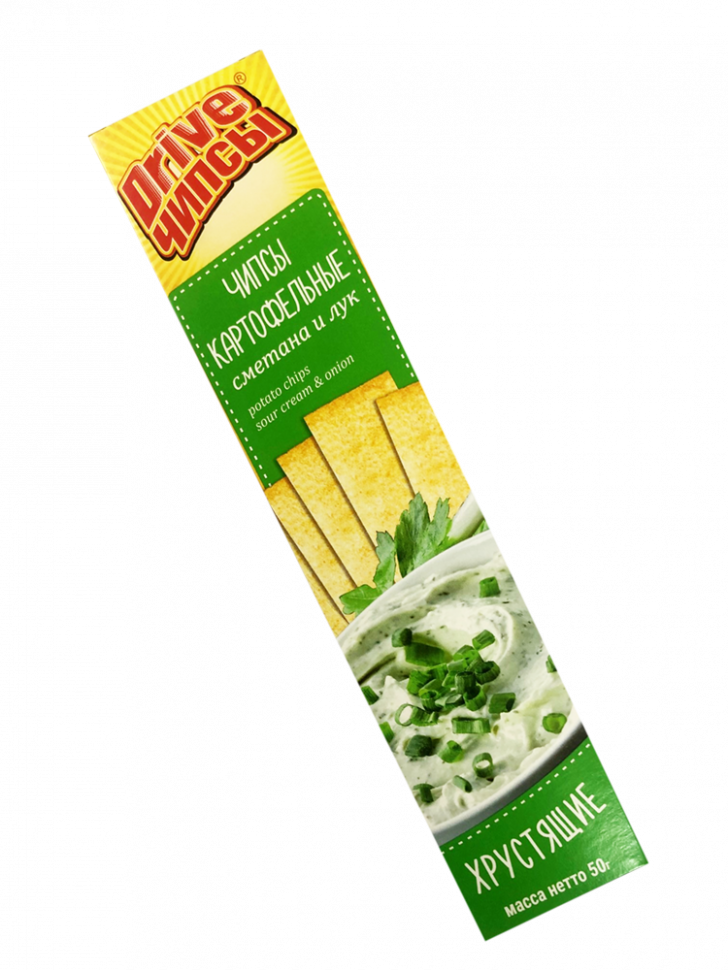 Чипсы картофельные Drive со вкусом сметана/лук пласт.  50гр*42