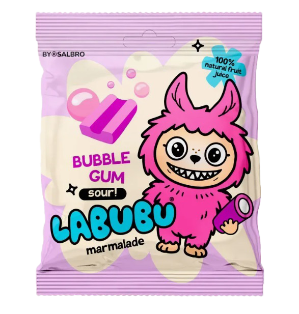 Мармелад жевательный  LABUBU "Бабл Гам" кислый карандаш 45гр*1ШТ