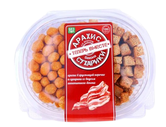 Сухарики и Арахис в хрустящей корочке со вкусом бекона КОР 100гр*24