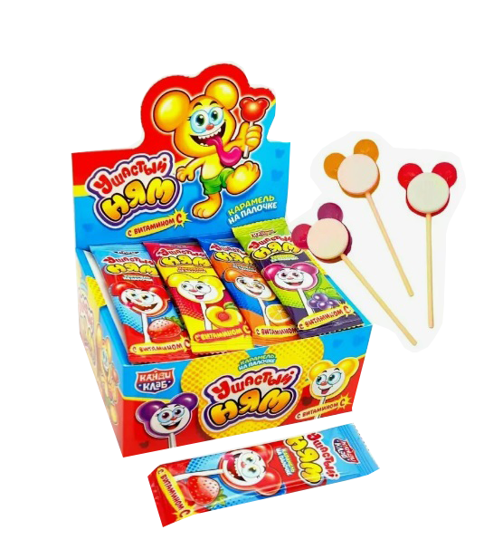 Карамель на палочке с конфетой Ушастый ням ассорти 10гр*30шт