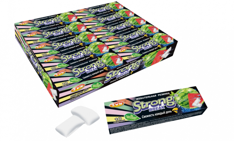 Жевательная резинка Strong Break вкус арбуза 14 гр*20 шт.