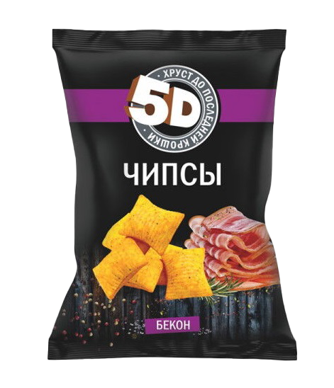 Чипсы пшеничные 5Д со вкусом Бекон 45г*40шт 5Д (Москва)
