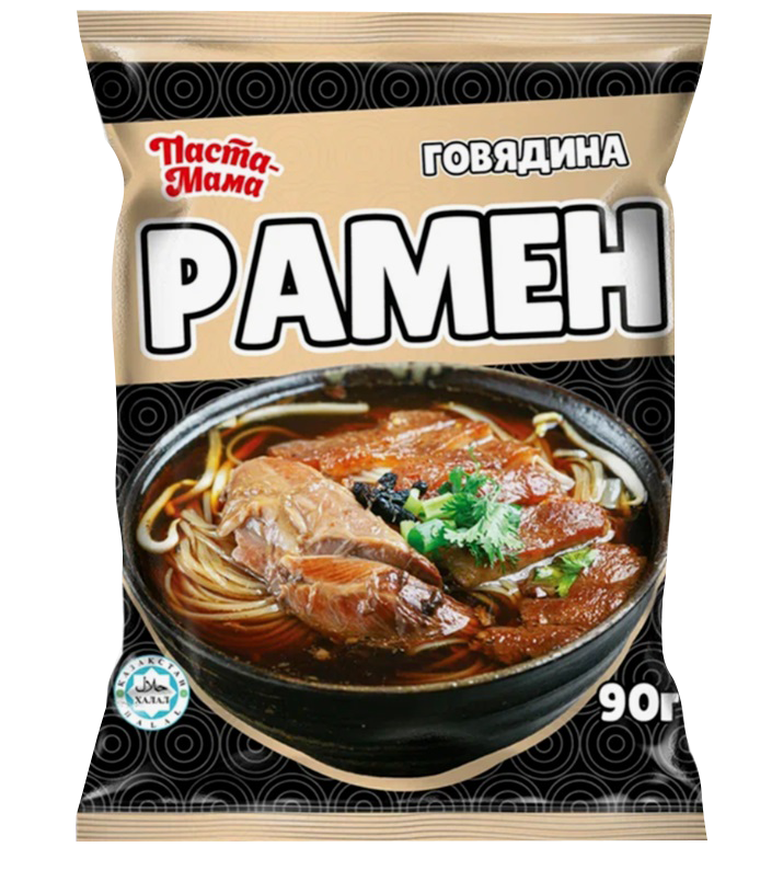ЛБП РАМЕН ПАСТА МАМА брикет СО ВКУСОМ ГОВЯДИНЫ 90гр х 40шт (Казахстан)