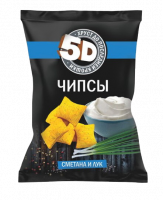 Чипсы пшеничные 5Д со вкусом Сметана и лук 45г*40шт 5Д (Москва)