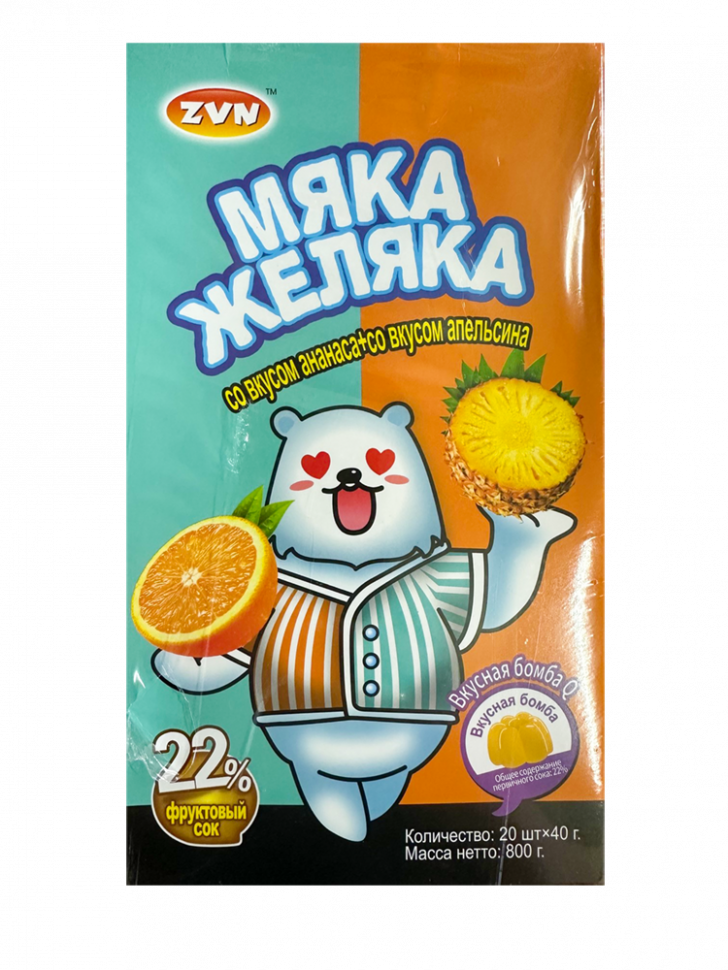 Желейный десерт Мяка Желяка апельсин/ананас 40гр.*20шт